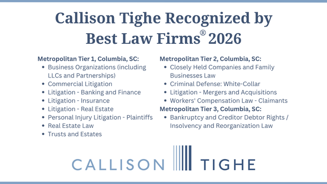 Callison Tighe & Robinson again included in 2026 Best Law Firms® rankings